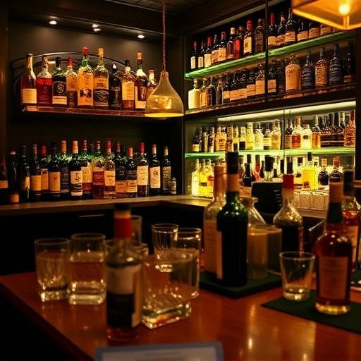 A cozy whisky bar with a wide selection of bottles