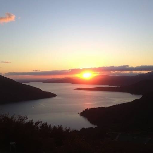 A photographer capturing a sunset over a loch