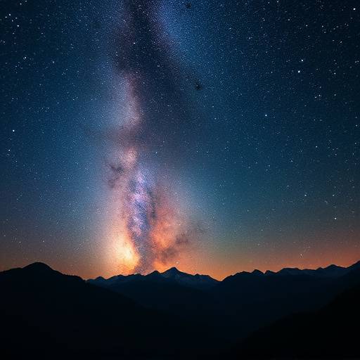 The Milky Way galaxy visible over a mountain range